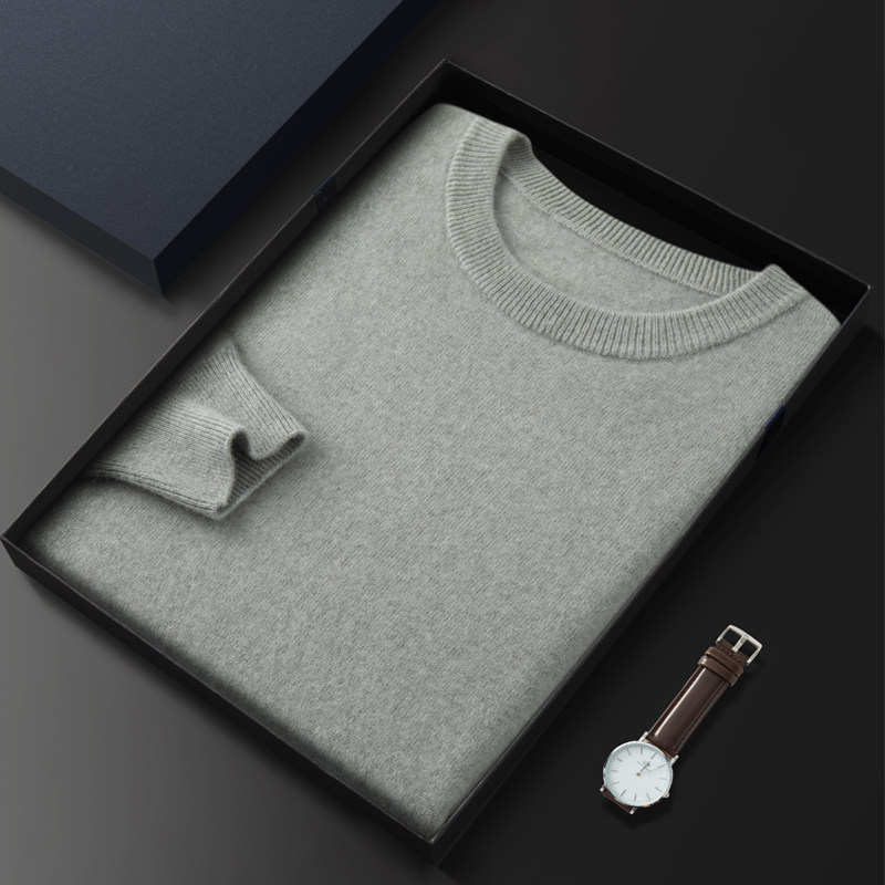 가을 겨울 신상 고급 캐시미어 스웨터 남성 라운드 넥 솔리드 컬러 비즈니스 이너 풀오버 얇은 대형 니트 바닥 셔츠