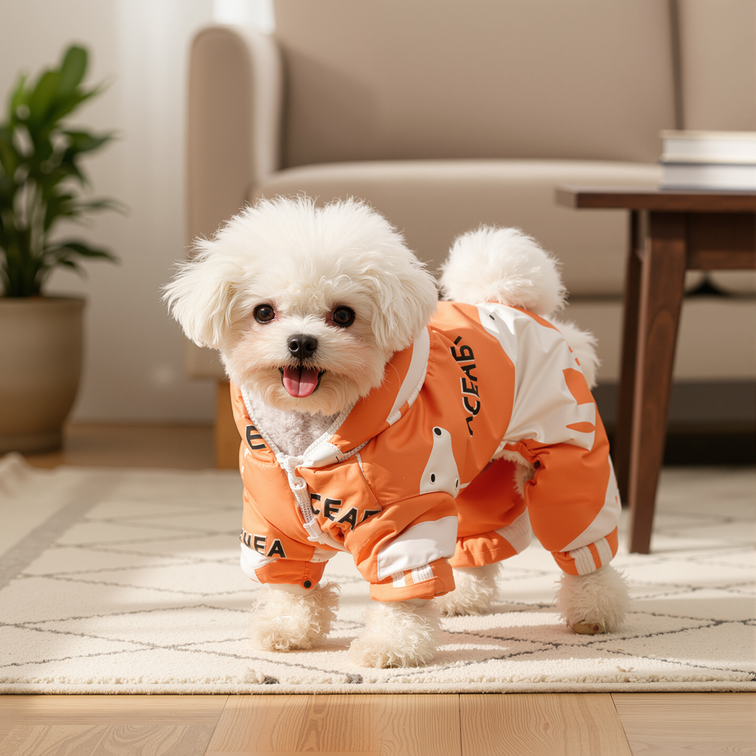 冬季加厚加绒防风保暖防寒四脚泰迪博美比熊小型中型犬猫宠物衣服