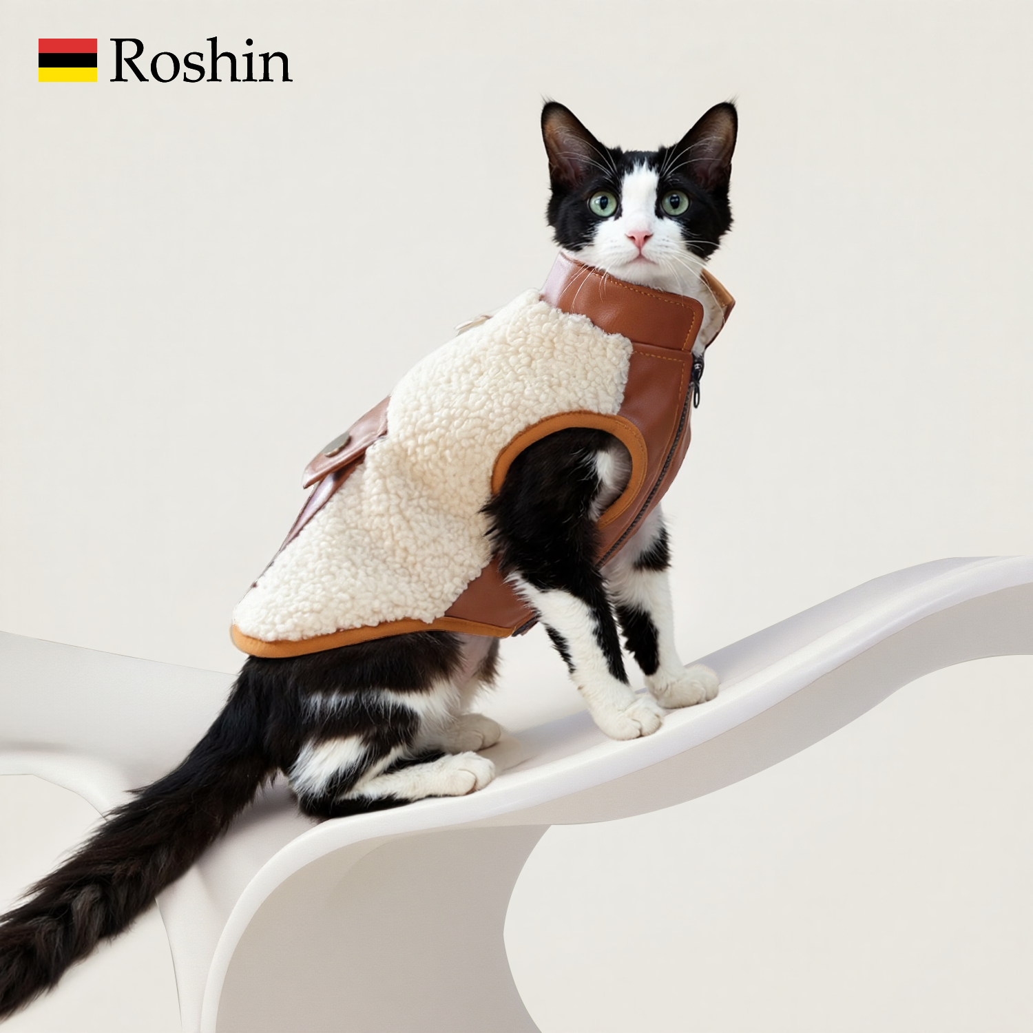 现货跨境爆款宠物小狗猫咪衣服秋冬新款洋气咖色小皮兜羔羔绒马甲