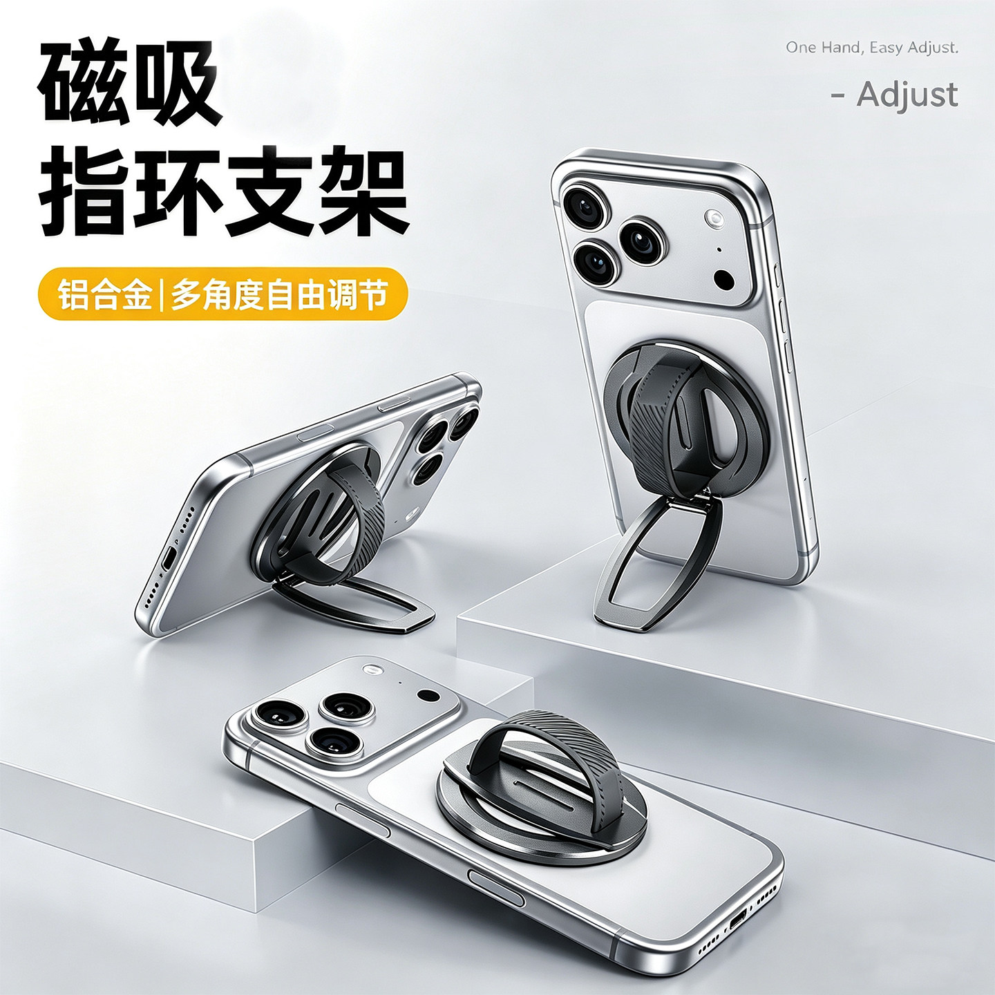 【铝合金】磁吸手机支架指环扣图片