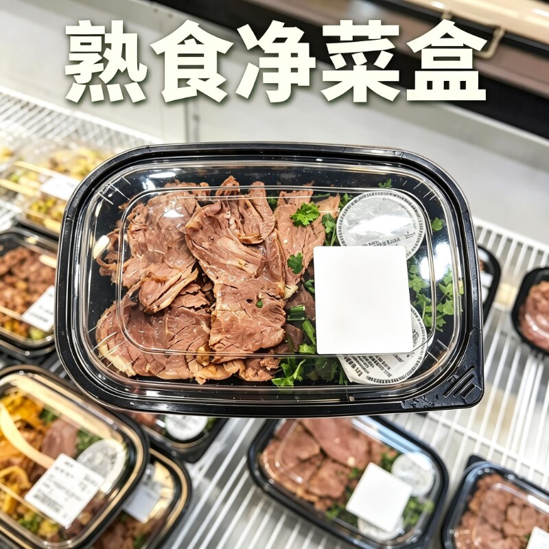 【商超熟食款】黑底高透盖一次性打包盒加厚卤味凉菜净菜分装整箱
