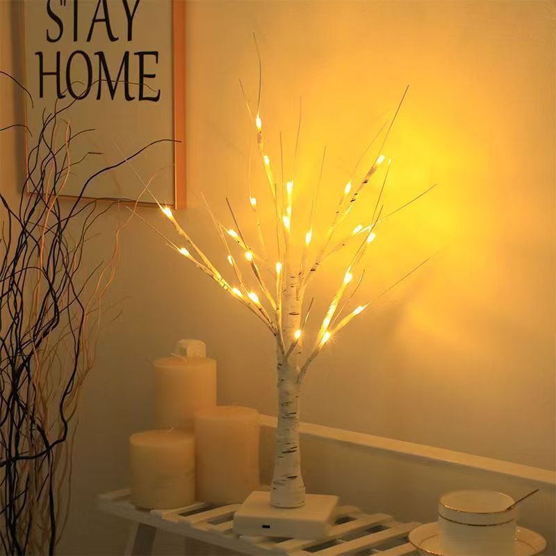 跨境led白桦树灯房间卧室摆件发光树亚马逊热卖网红店铺家居装饰