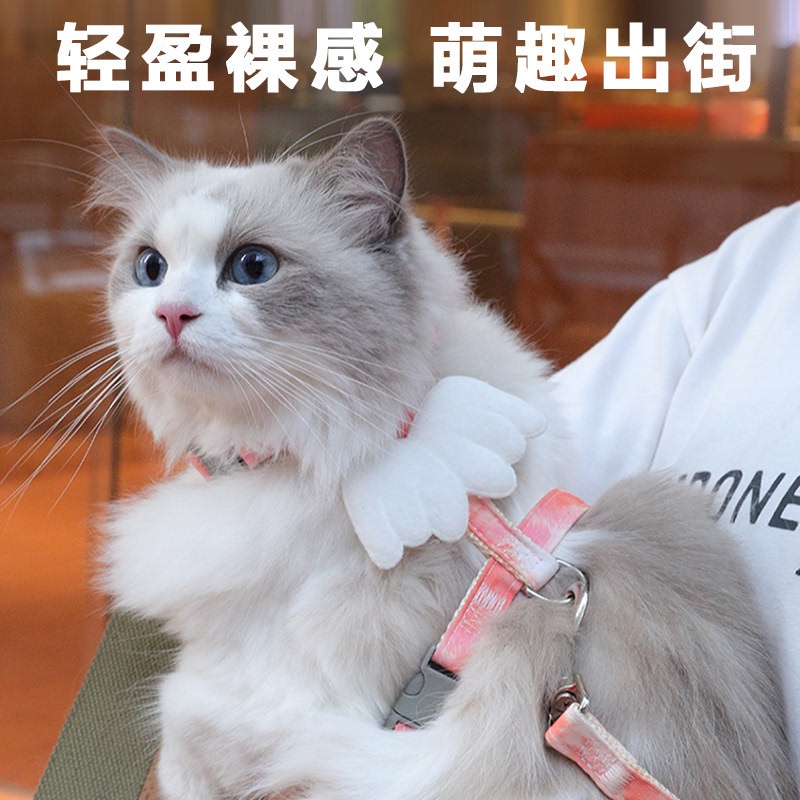 翅膀猫绳工字型猫咪牵引绳 防挣脱遛猫绳子渐变宠物牵引绳猫用品