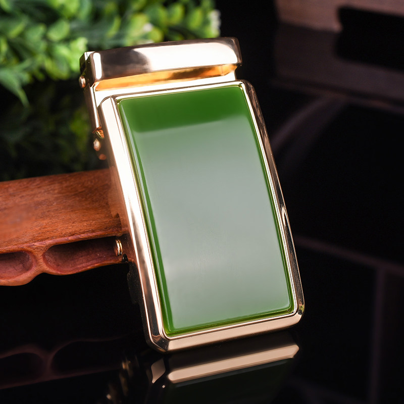 新疆和田玉皮带扣碧玉腰扣菠菜绿男款皮带扣父亲节礼物玉石皮带头