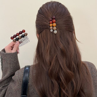 简约豆豆马尾倒插梳高级感气质优雅简约百搭高颅顶发卡