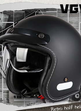 3C认证复古摩托车头盔男女士巡航机车四分之三半盔冬季四季通用款