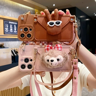 卡通卡包适用苹果16手机壳iPhone15/14/12/XR/11/13全包15Pro防摔16pro个性挂绳14Pro可爱女16Promax软硅胶套