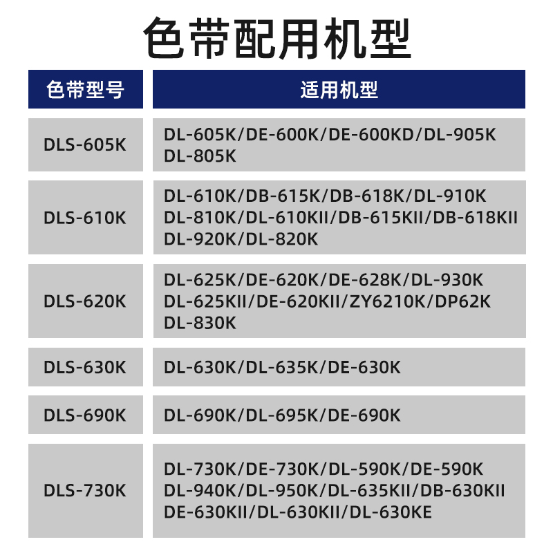 得力原装DLS-620K/DLS610K/DLS630K/730K色带DE-620K/DL-630K/DL 办公设备/耗材/相关服务 色带 原图主图