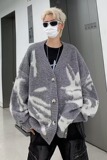 美式复古植绒开衫毛衣针织衫男秋装宽松高街嘻哈外套V领MY231，男装针织衫/毛衣，星座603-2