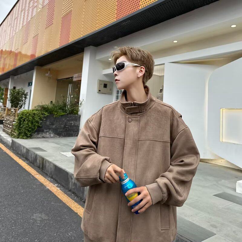 麂皮绒外套男春秋季2025新款设计感美式潮牌宽松休闲夹克J2305,男装夹克,星座603-2