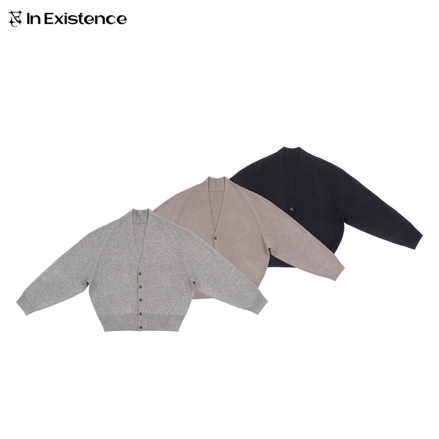 IN EXISTENCE存世 X  i 联名羊毛混纺无领慵懒道袍针织开衫