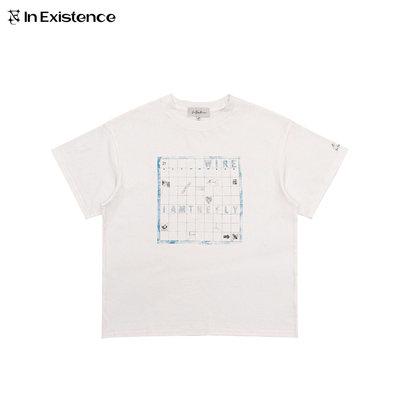 IN EXISTENCE存世 26SS 「夏日重现」棋盘做旧印花单缝线boxy短袖