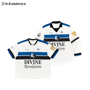 IN EXISTENCE存世25SS「女神」拼色万针刺绣假两件网眼足球服球衣