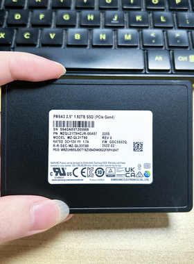 三星PM9A3 1.92TB固态硬盘 U2接口PCIE 3.84T企业级 MZQL21T9HCJR