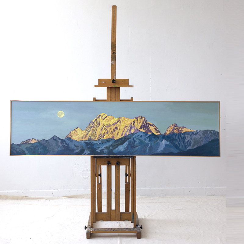 牧夏三千山手绘《博格达峰》丙烯画客厅装饰画沙发背景玄关挂画