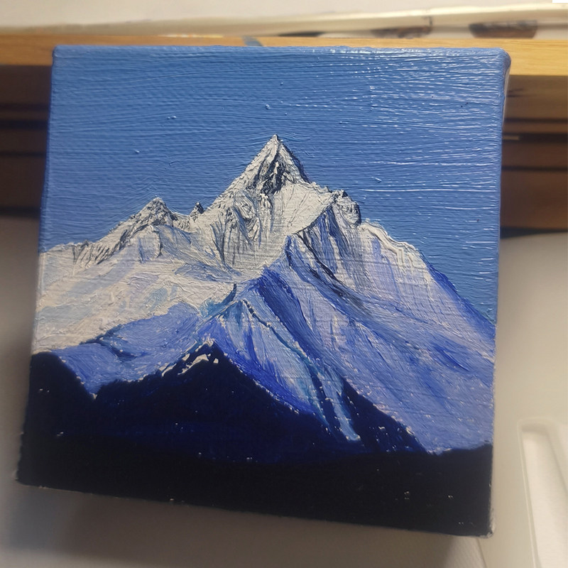 牧夏三千山手绘油画《梅里雪山神女峰》摆台画 家居挂件 挂画礼品