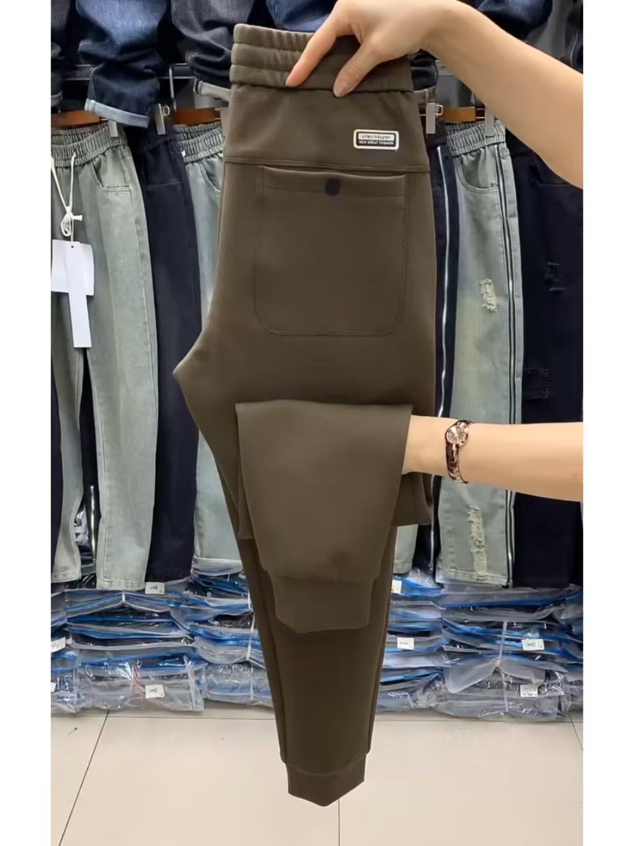 快手同款春秋螺纹棉咖色运动裤卫裤休闲裤男士青年长裤百搭小脚裤,男装,卫裤,淘宝优惠券,粉丝福利购,淘宝优惠卷