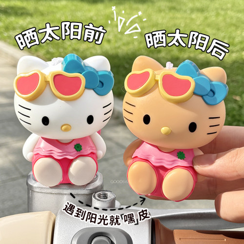 电动车摆件卡通变色kt猫装饰品