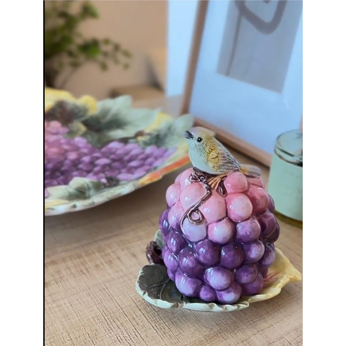 陶瓷葡萄家用茶几餐桌可爱牙签筒牙线盒棉签收纳盒家居装饰摆件