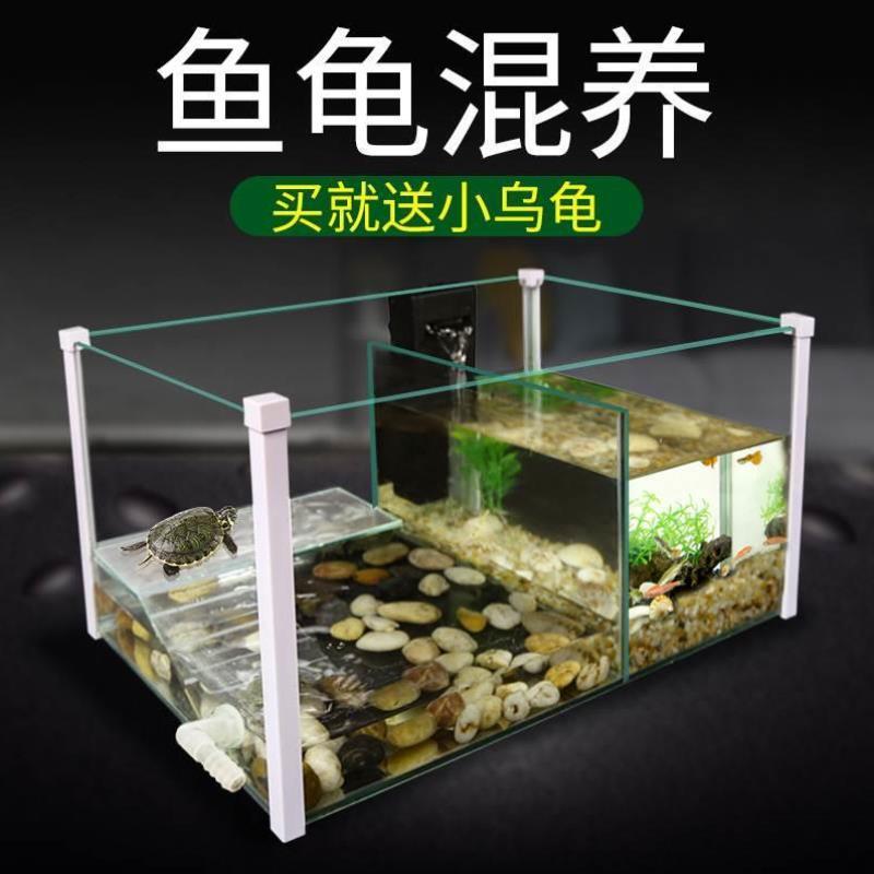 小龟金鱼乌缸和鱼龟龟鱼混养缸体生态墅养鱼养别龟一两用隔离大型
