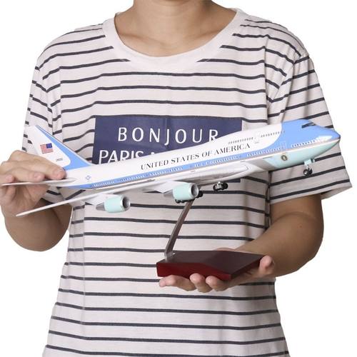带轮子带灯波音B747美国空军一号飞机模型民航客机合金航模礼物