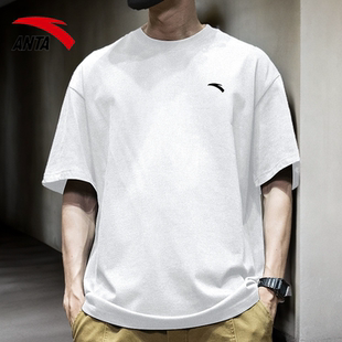 半袖 t恤男2026夏男士 透气上衣棉T白色训练运动t恤男 短袖 安踏男装