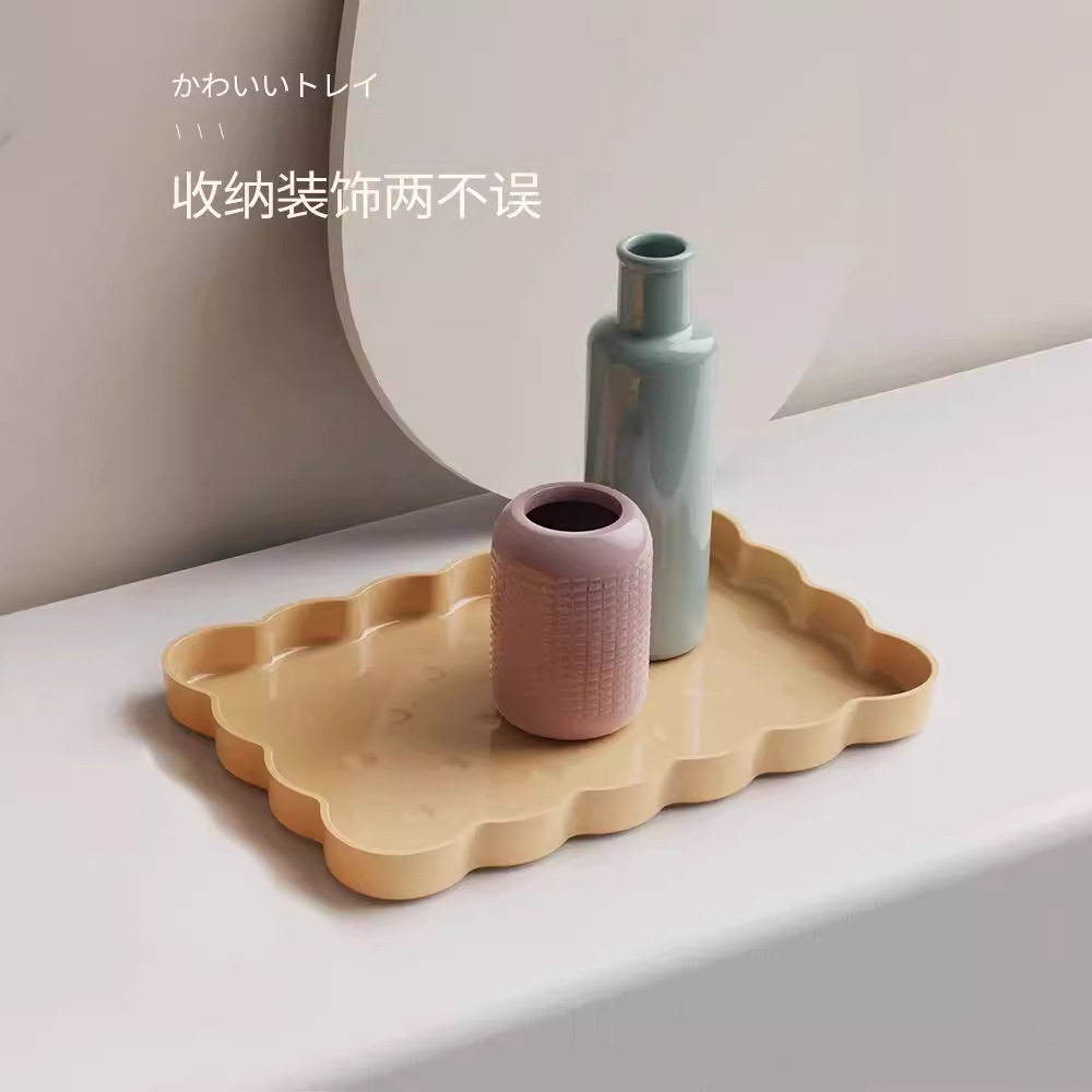 网红饼干茶盘家用长方形托盘客厅茶点盘简约圆形置物盘托盘茶托