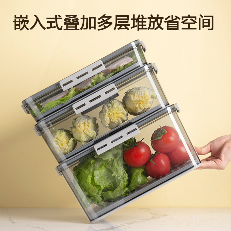 冰箱收纳盒食品级家用存放食材鸡蛋盒水果蔬菜沥水计时密封保鲜盒