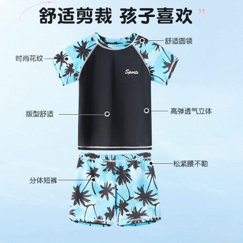 儿童泳衣男童中大童分体2025新款男孩游衣泳裤防晒游泳温泉套装