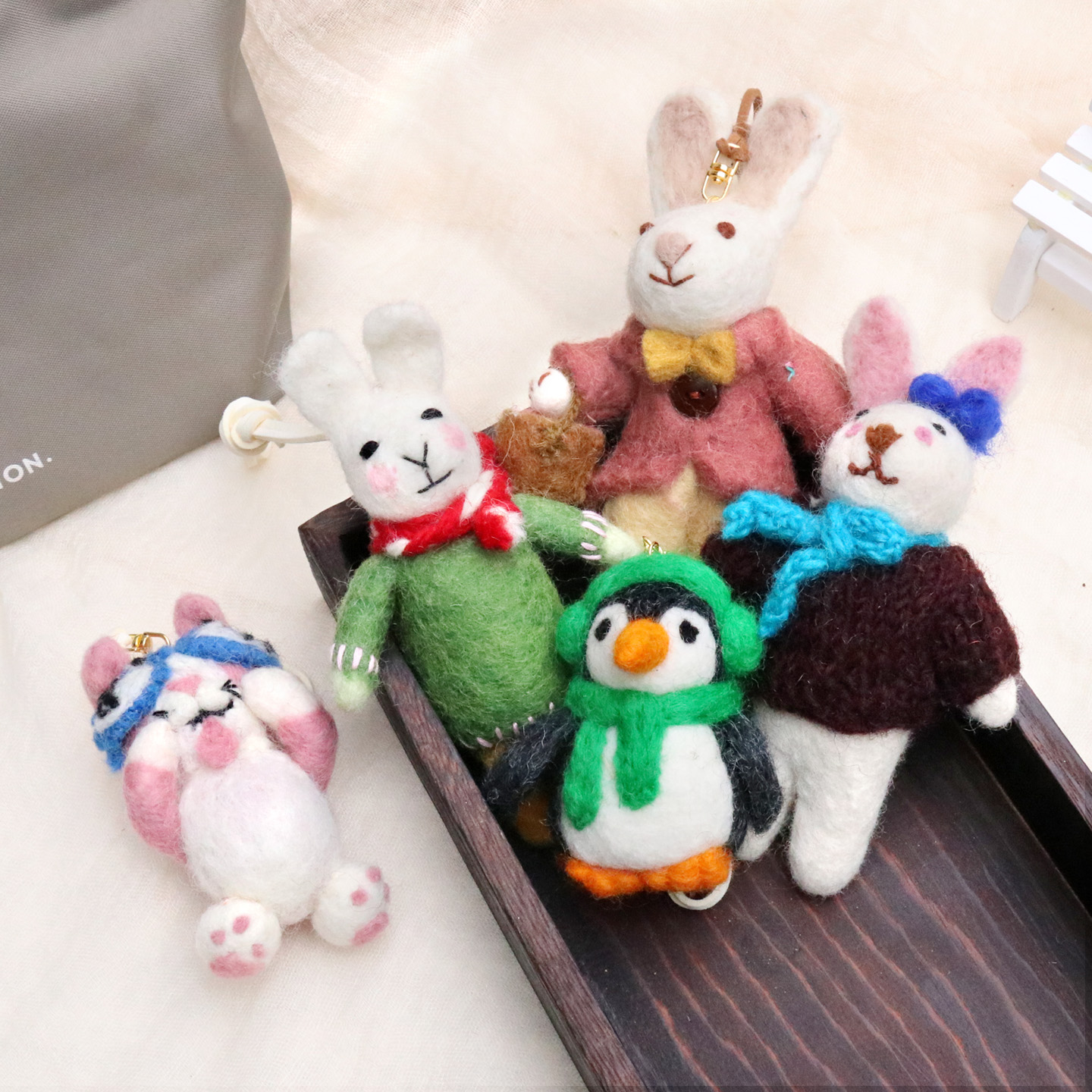 尼泊尔羊毛毡小动物系列钥匙扣