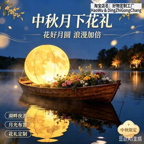 中秋LED发光月亮气模美陈布置
