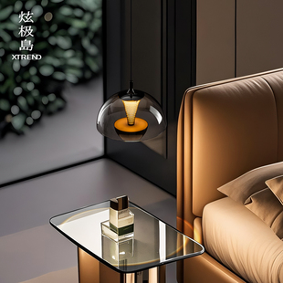 升降手扫花苞床头吊灯意式极简轻奢高级感主卧室房间玄关吊线灯