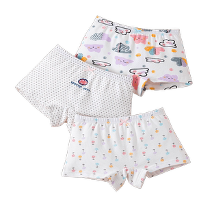 顶呱呱女童三角内裤纯棉裆不夹屁屁薄女孩宝宝平角中大童四角短裤