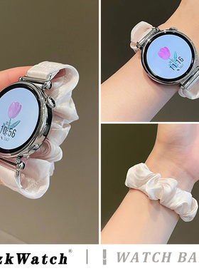 新款适用华为GT6表带GT5/GT4手表带watchgt5冰丝雪纺发圈watch4pro女款41mm女士GT3专用GT2荣耀buds秋冬季46E