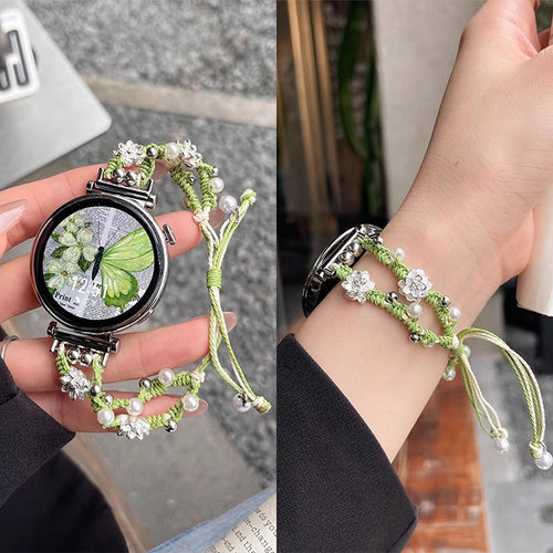 新款gt5莲花珍珠手绳表带gt4