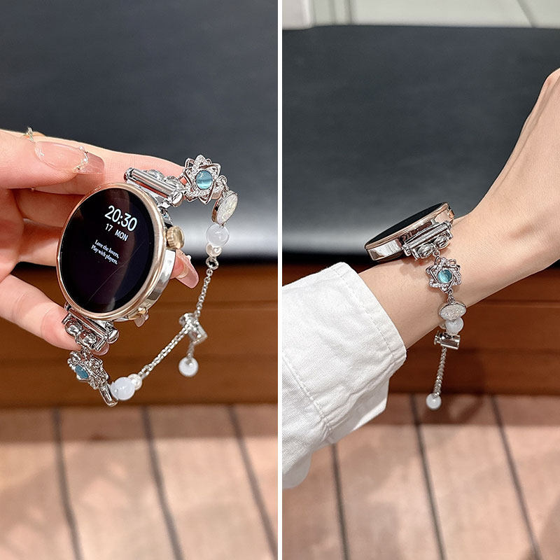 2026新款旋转猫眼石适应华为GT6手表表带GT5/GT4仿珍珠表带GT5pro金属GT3夏季watchgt6女款watch5/4手链式GT2