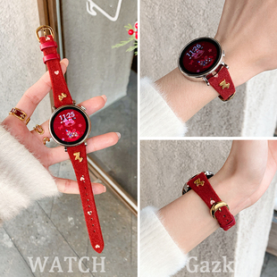 马年新年款适用华为GT6手表表带小马蝴蝶结GT5翻绒毛真皮GT4女款GT5pro红色皮质watch5女士本年41/42MM腕表GT