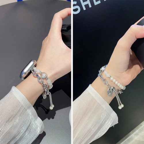 小香风美人鱼珍珠链适用苹果表带