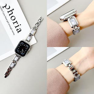 香水瓶镶树脂适用iwatchs10表带applewatchs9苹果手表带s8代se金属s7手链女款iphonewatchs6表链新款s543女士