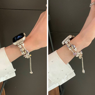 新款不规则珍珠适用iwatchs10表带applewatch9苹果手表带s8金属iwatchse代S7手链式iPhonewatchs10女款s9女士