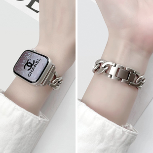 适用iwatch11表带applewatchs10苹果s9手表带s8小香风s7金属表链se代女款s11钢带6543高级iphonewatch手链式2