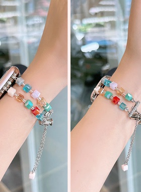 新款彩色奶酪适用iwatchs10表带applewatch9苹果s8手表带iphonewatch7手链式SE代watchs金属s9夏季s7女款手链