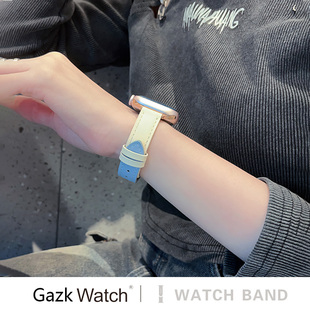 蝴蝶扣适用iwatchs10拼色表带applewatchs9苹果s8手表带iphonewatchs765432代se新款真皮watchs女款ultra秋冬