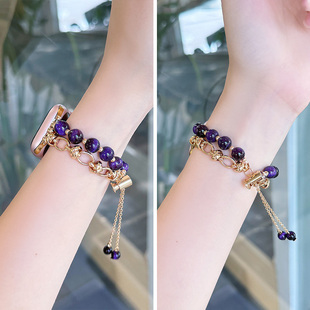 新款猫眼石适用iwatchs10表带applewatc9苹果s8手表表带s7手链式se代iphonewatchs6女款夏季手链s5女式watchs