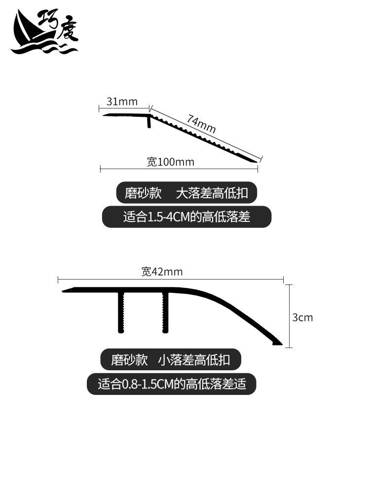 铝合金收边条门槛过门石落差收口条瓷砖木地板万能高低扣金属扣条-封面