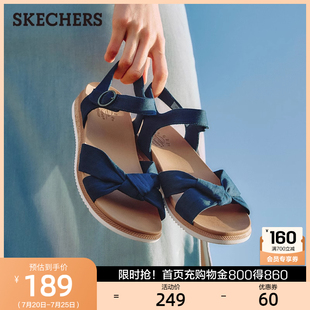 新款 斯凱奇女鞋 2025年夏季 輕量舒適沙灘鞋 時尚 蝴蝶結設計休閑涼鞋