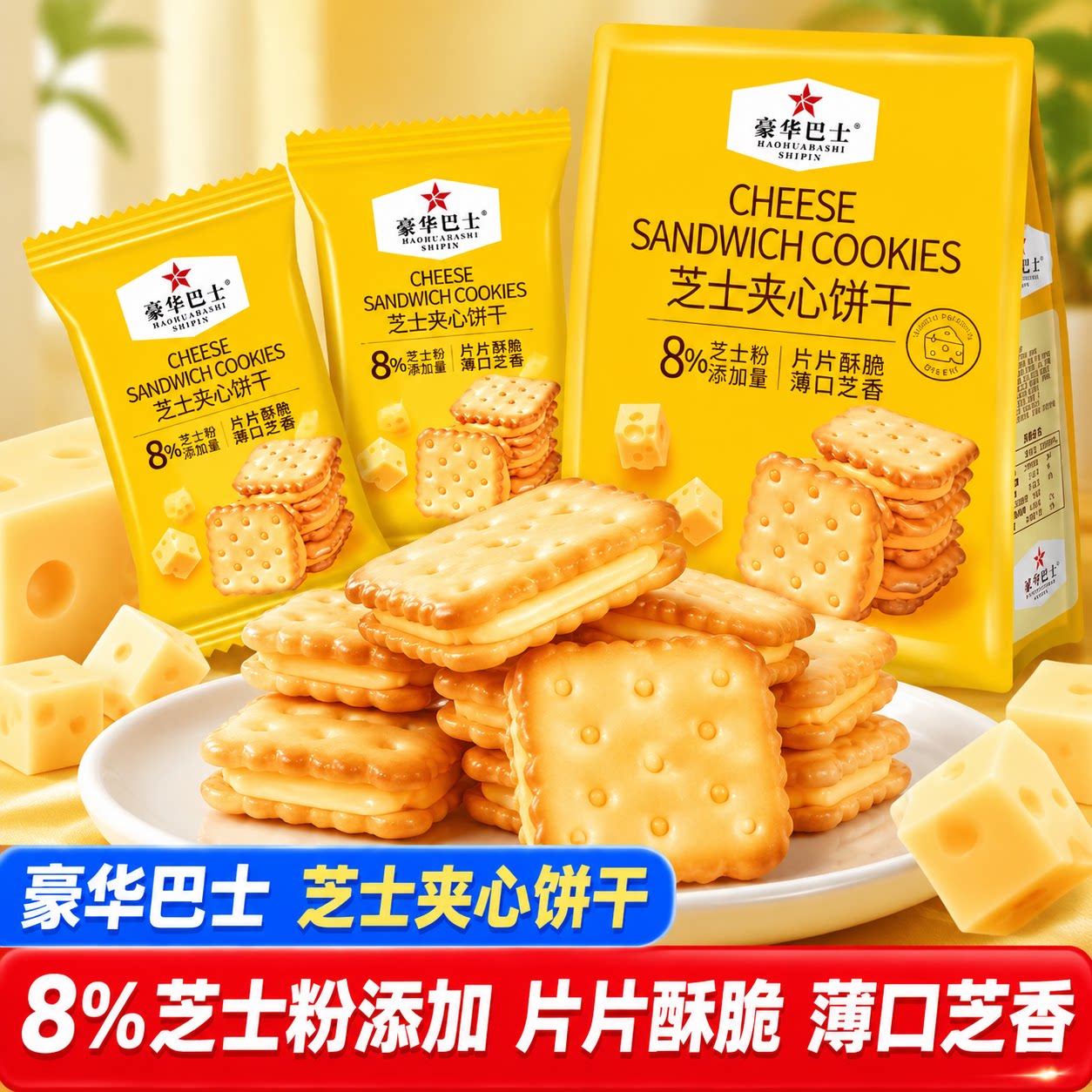 芝士夹心饼干苏打饼干办公零食