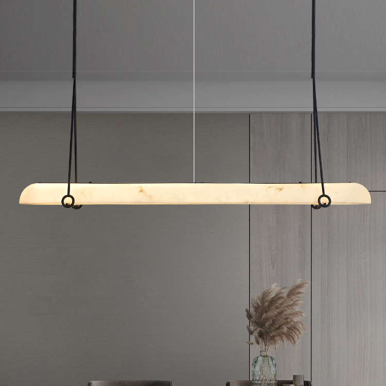 卡利登餐厅仿云石吊灯现代新中式简约吧台茶室长条创意设计师灯具