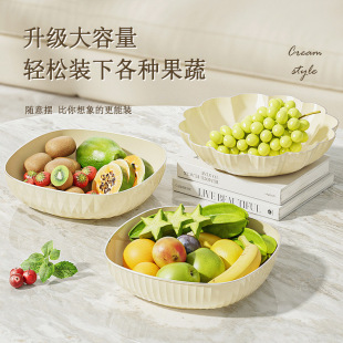 家用客厅茶几轻奢高档糖果零食摆放盘 奶油风水果盘2024年新款