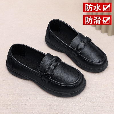 正牌足春夏款防滑防水一脚蹬乐福鞋女黑色皮鞋软底舒适上班通勤鞋